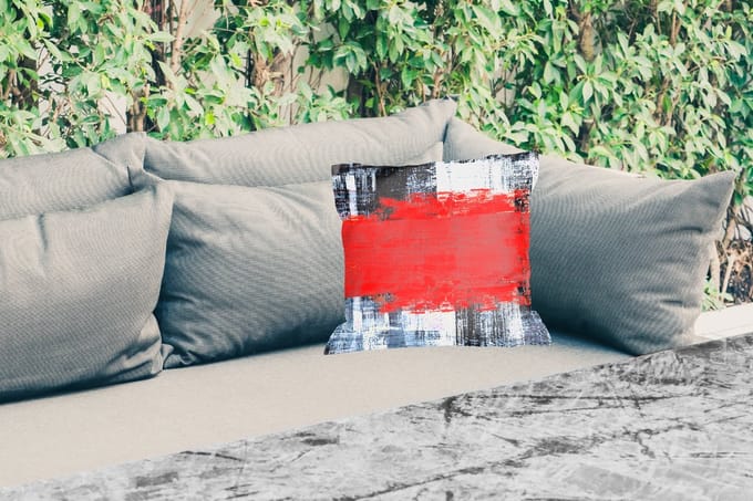 Tuinkussen - Schilderij - Abstract - Rood - Olieverf - 40x40 cm - Weerbestendig