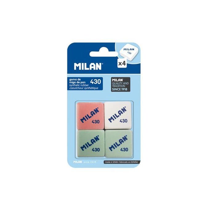Gomme - MILAN - 430 - Caoutchouc synthétique - Multicolore - Pack de 4 pur