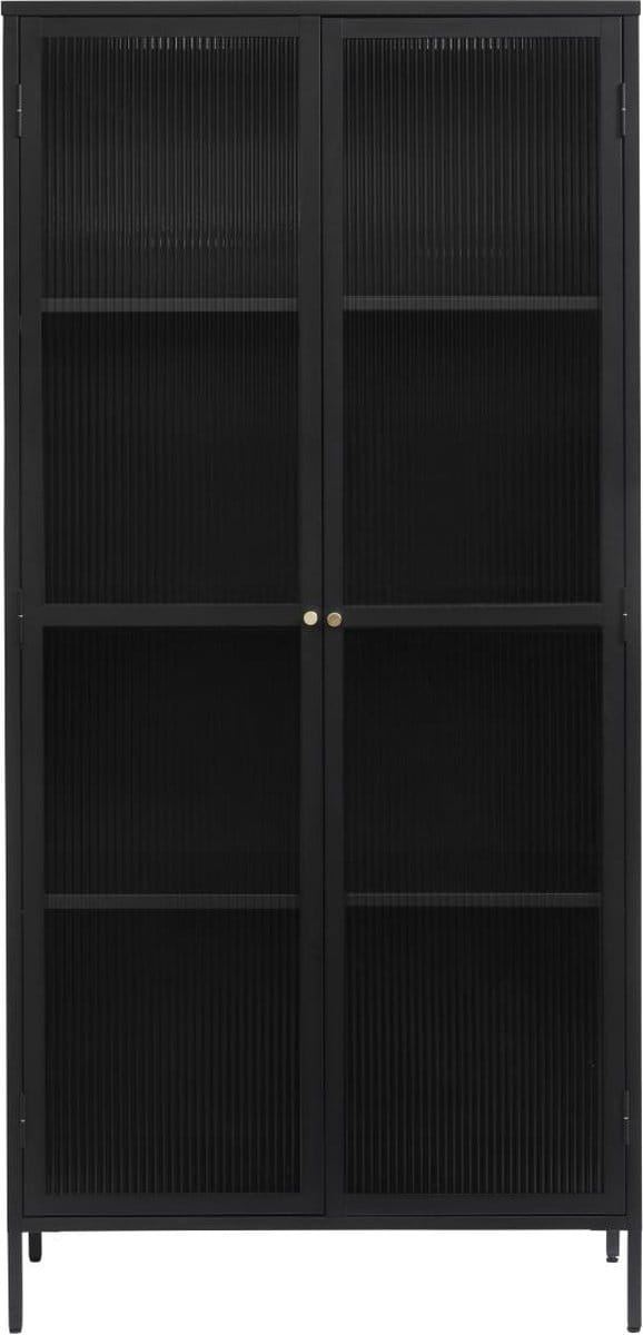 Nordic Home - Olan glazen vitrinekast - 190 cm - zwart