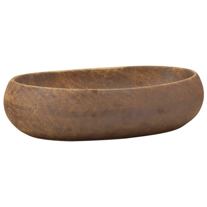 vidaXL - Opzetwasbak - ovaal - 59x40x15 - cm - keramiek - bruin