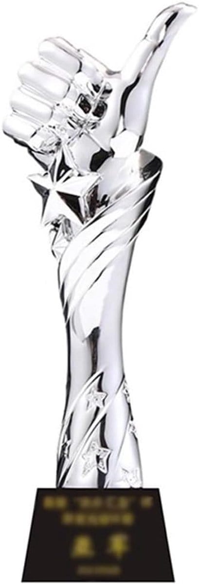 Duim Omhoog Trofee - Awards Cup - Erkenning Medewerkers - Gratis Gravure Mogelijk - 28 x 8 cm
