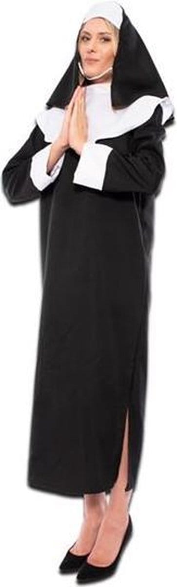 Witbaard Verkleedjurk Non Dames Polyester Zwart/wit Maat S