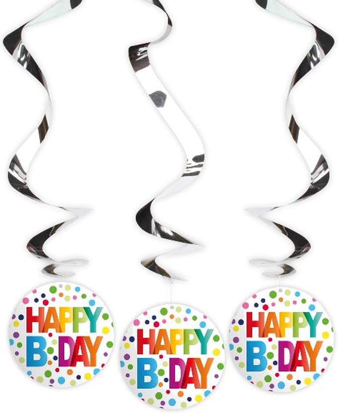 Folat - Happy Bday Stippen Hangdecoratie - 3 stuks