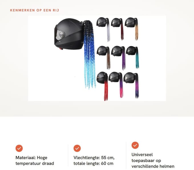 Dailygoods- Motorhelm Vlecht Decoratie - Paardenstaart