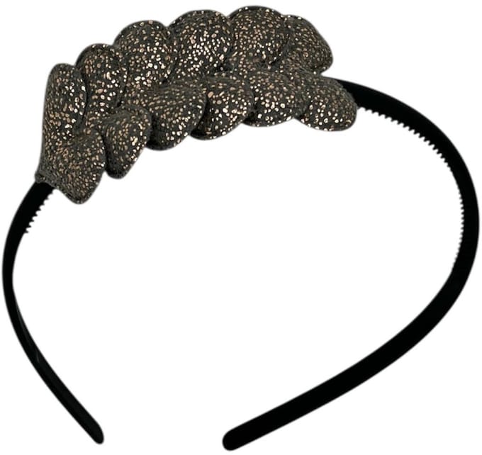 Diadeem met hartjes - kerstcollectie - glimmend - hart - grijs - zwarte diadeem