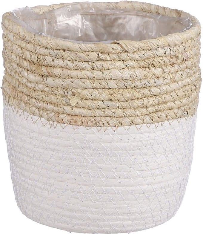 MICA DECORATIONS RACHEL MAND VOOR PLANTEN - H16 X Ø16 CM - MAISBLAD - WIT