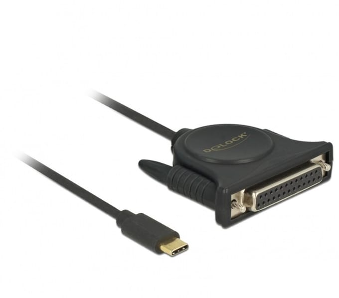 USB-C (m) naar 25-pins SUB-D met schroeven (m) IEEE1284 parallelle printerkabel / Prolific PL2305 chip - 1,8 meter