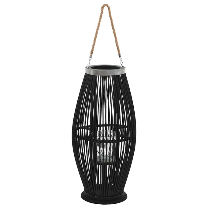 vidaXL - Lantaarnhouder - hangend - 60 - cm - bamboe - zwart