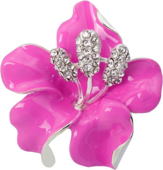 Fako Bijoux® - Broche - Orchidee - 47x50mm - Roze