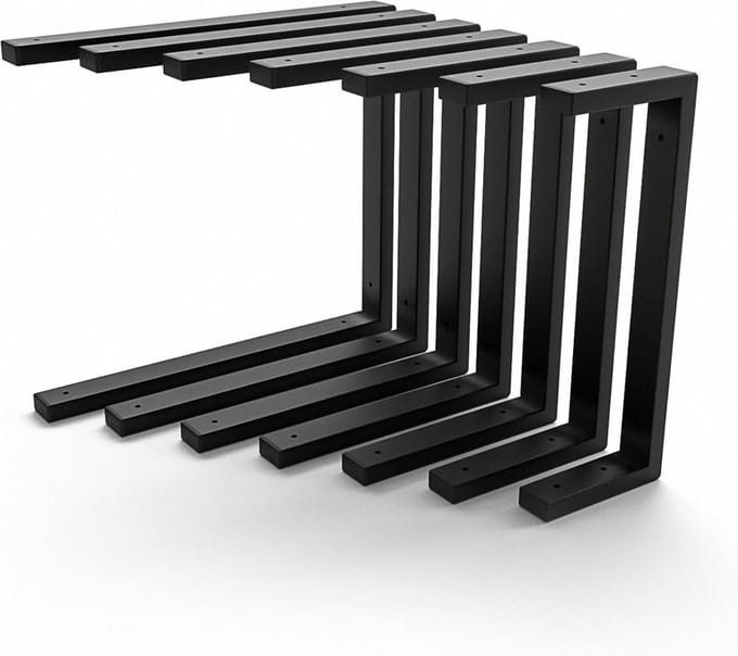 Set van 2 Zware Wastafelhouders Zwart - Wandconsole Onderbouw Wastafelblad - Diverse Maten