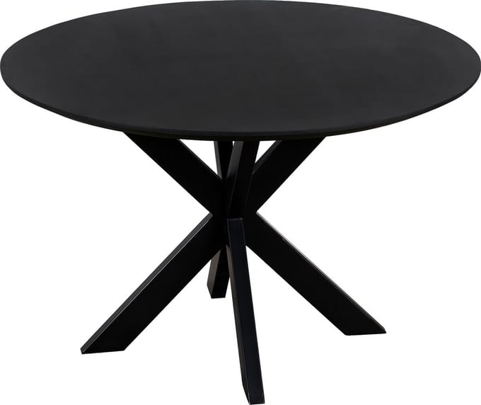 QUVIO Eettafel Sofia - Rond - Ø120 - Stalen kruispoot - FSC®-gecertificeerd mangohout - Zwart