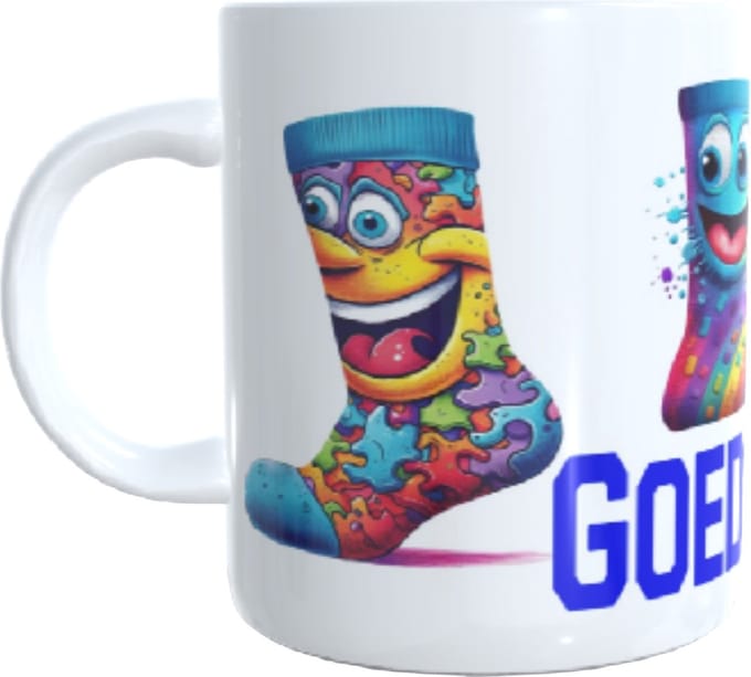 Koffie beker - thee mok - vrolijk sokken - goedemorgen - happy day - geschenk