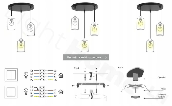 Light-Home Timber – Hanglamp – Houten Kap – Moderne Loftstijl – 3-lichts