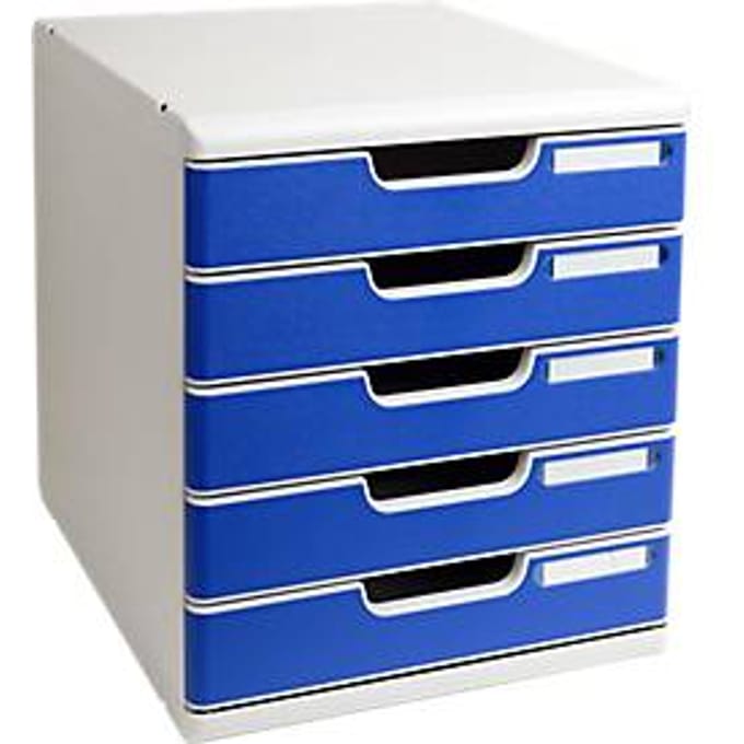 Exacompta MODULO A4 Office Blauw, ladebox 5 laden gesloten A4/A4+, geruisloos, veiligheidsstop, stapelbaar