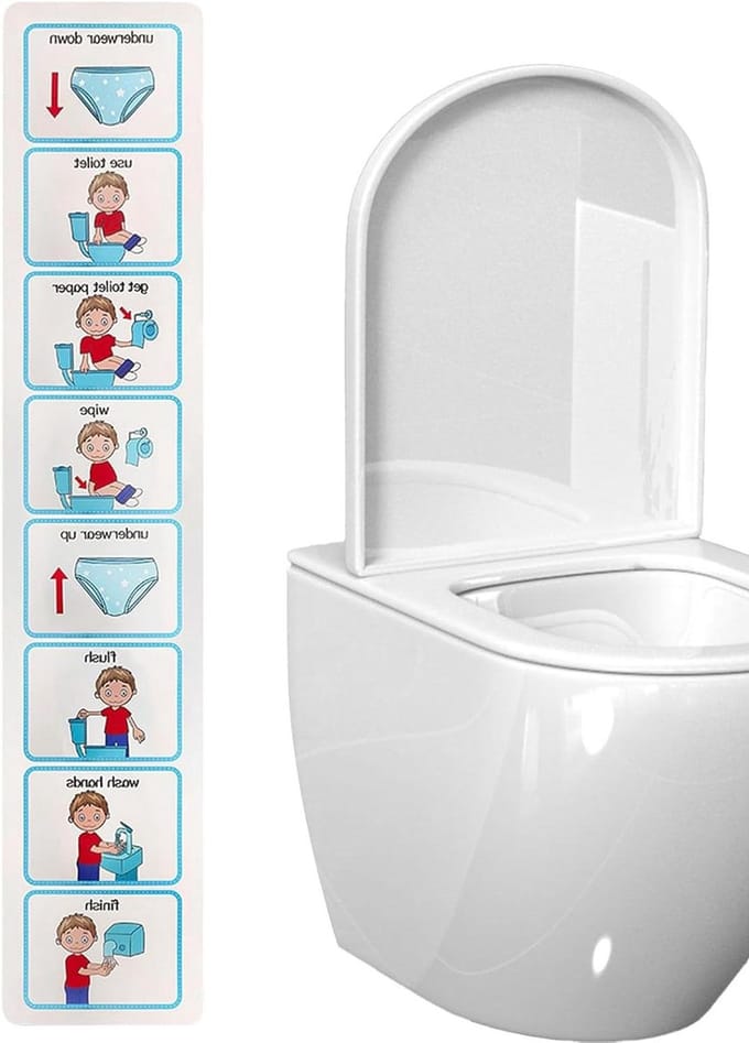 Potty Training Hulp - Routine Kaart - Kinderen Leren Zindelijkheid - Visuele Stappenplan - 10x51 cm - Blauw