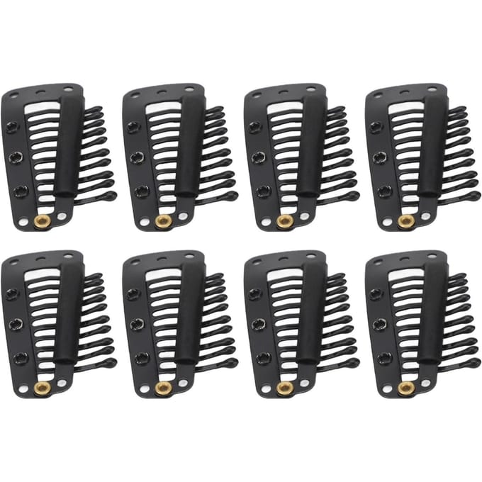100 stuks Haarverlengingsclips Multifunctioneel 38mm 10 Tanden Pruikclips voor Haarverlengingen DIY Zwart gray