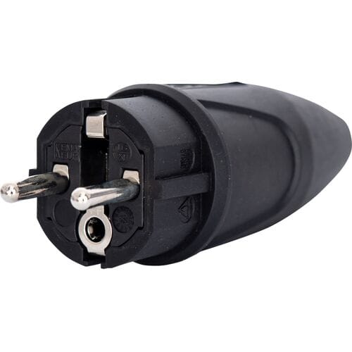 Power Stekker volrubber 16A randaarde zwart IP44