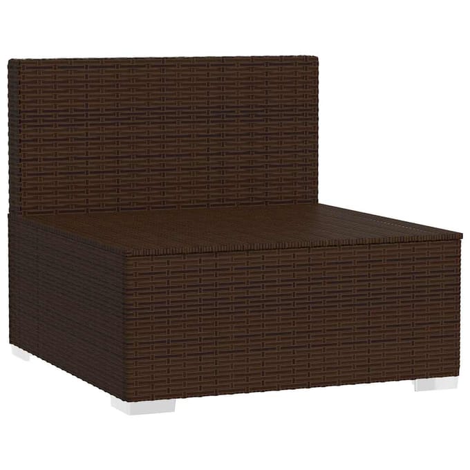 vidaXL - Tuinmiddenbank - met - kussens - poly - rattan - bruin