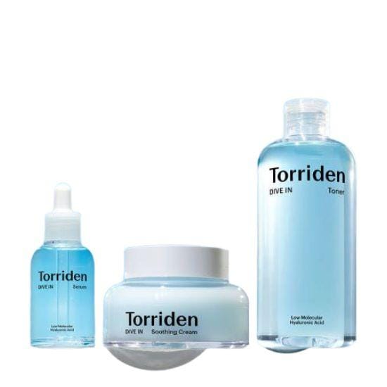 Torriden DIVE-IN Acide Hyaluronique Bas Poids Moléculaire Ensemble de Soins Visage Toner 300ml + Sérum 50ml + Crème Apaisante 100ml white