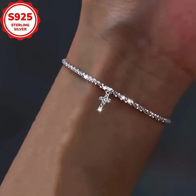 VANDAAG VERZONDEN - Armband - Kruis - Diamant - Christelijk - Zilver