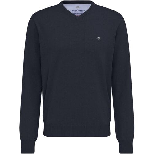 Fynch-Hatton V-hals Trui Navy 100% Katoen Regular Fit - 4XL