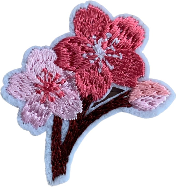 Indyaantje Denim Bloemen Strijk Embleem - Geborduurde patch - Roze/Rood