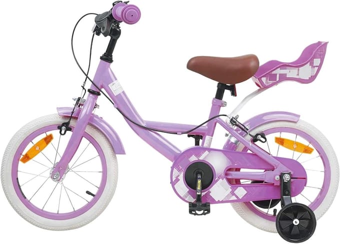 Kinderfiets - Loopfiets - Eerste Fietsavonturen - Verstelbaar Stuur - 14 Inch - Paars