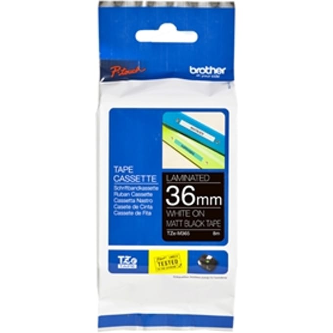 Brother TZe M365 - Wit print on Mat zwart - Roll (3.6 cm x 8 m)
