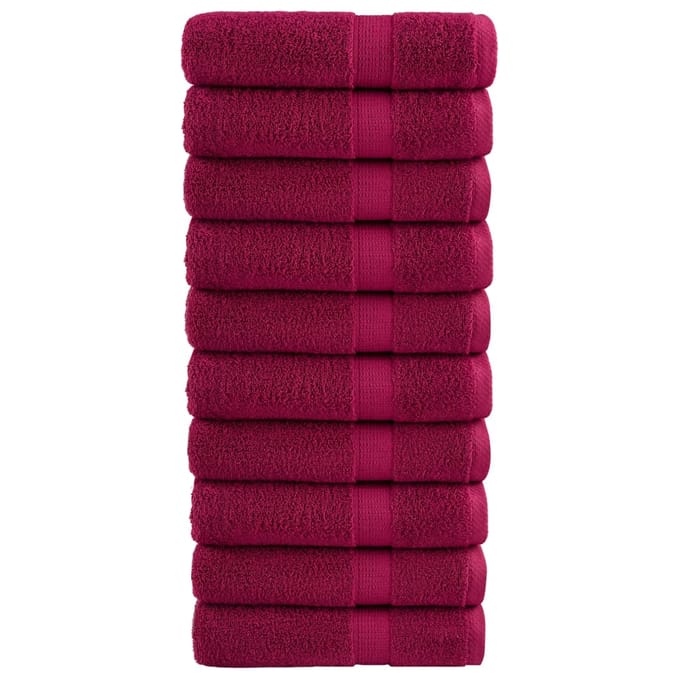 vidaXL - Handdoeken - SOLUND - 10 - st - 600 - g/m² - 50x100 - cm - bordeauxrood