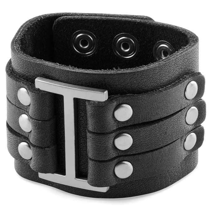 Gladius | Brede Zwarte Armband van Volnerf Buffelleer