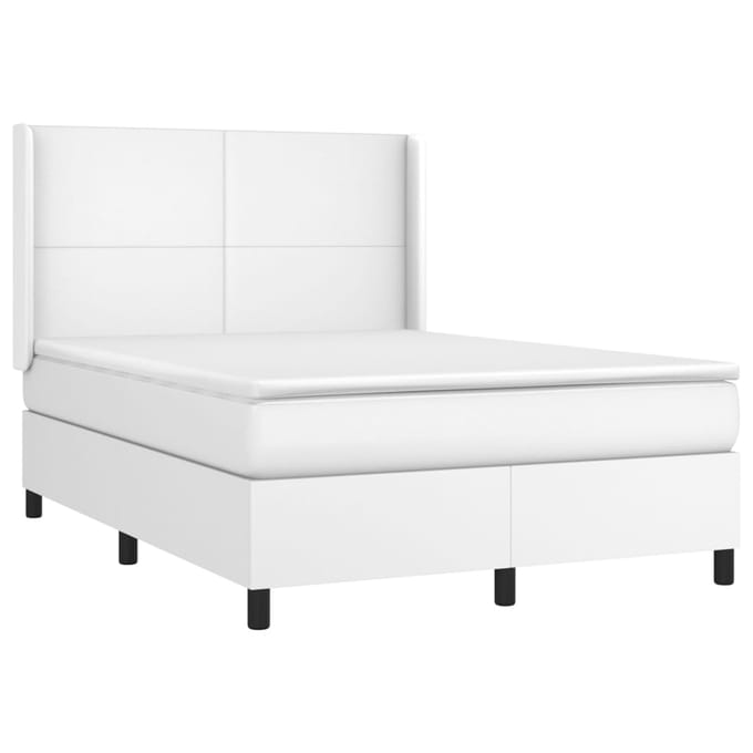 vidaXL - Boxspring - met - matras - kunstleer - wit - 140x200 - cm