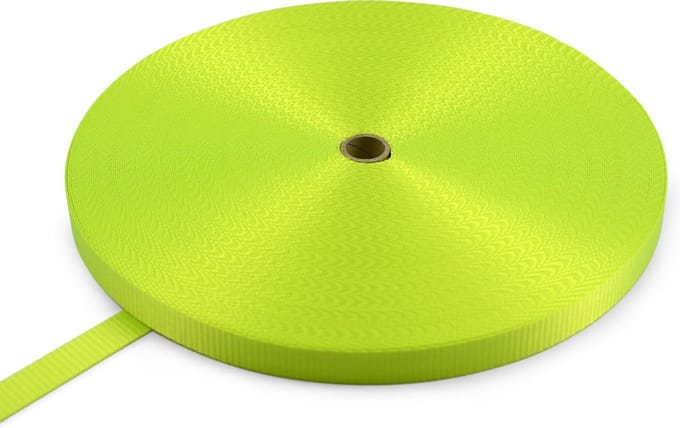 Fluorescerende Polyester Band 25mm x 50m – Fluogeel – Trekkracht 1200kg