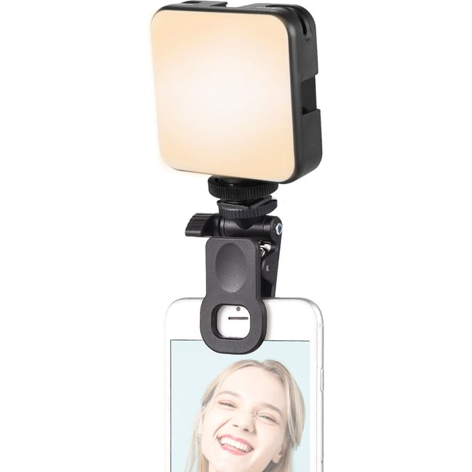 Andoer W64 Mini Clip-on LED-videolamp Mobiele telefoon Invullicht Tabletcomputer Videoconferentie zwart