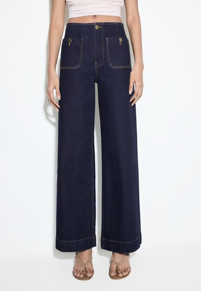 Stradivarius D77 minimalistische jeans met zakken  OVERGEVERFDE DENIM WASSING 38
