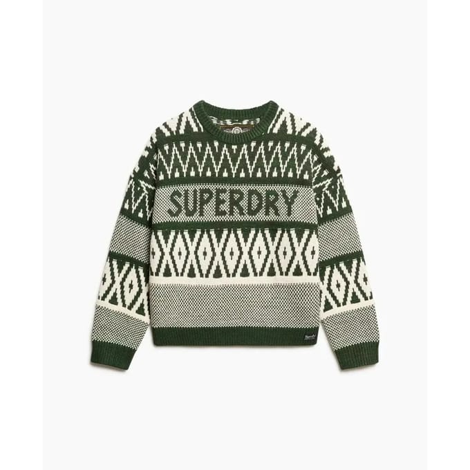 Superdry - Trui met merkpatroon en ronde hals - Dames - Sweaters