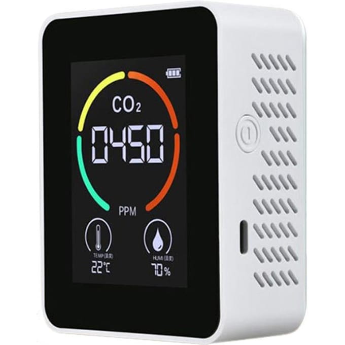 Infrarood luchtkwaliteitsmonitor CO2-kooldioxidedetector Temperatuur-vochtigheidsmeter Ingebouwd wit