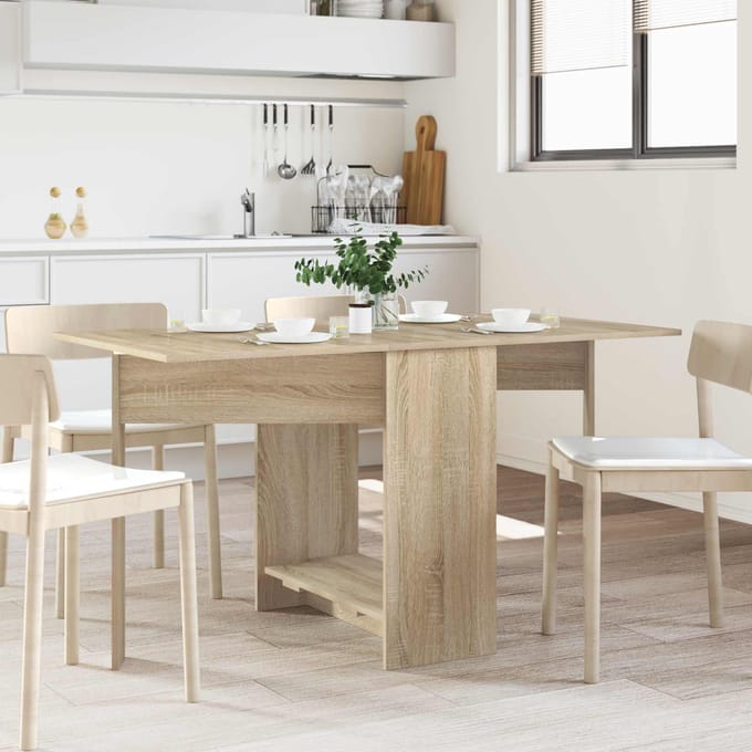 vidaXL - Eettafel - 138 - x - 70 - x - 73,5 - cm - Bewerkt - hout - Sonoma - Eiken