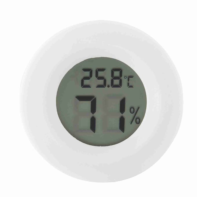 Thermomètre Hygromètre LCD Numérique Forme Ronde Mesureur de Température Humidité pour Reptile