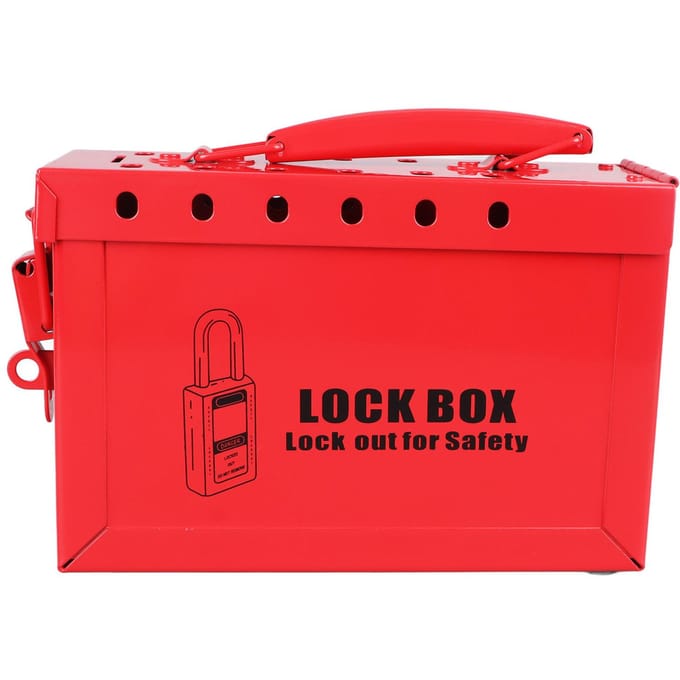 Lockout Tagout Lockbox 12 Gaten Stevige Constructie Schokbestendig Draagbare LOTO Groepsbox red