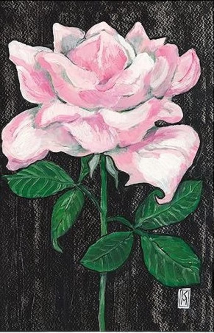 Dubbele kaart met env. Roze Roos 11,5x17,5cm