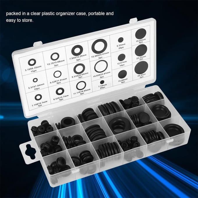 125 Stuks Rubber Doorvoertules Assortimentskit Elektrische Draad Pakking Ring Onderlegring Afdichting Assortimentsset white