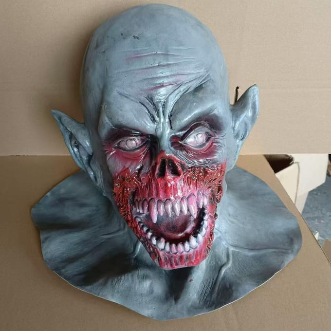 Horror Vampier Latex Masker One size fits all adults grijs