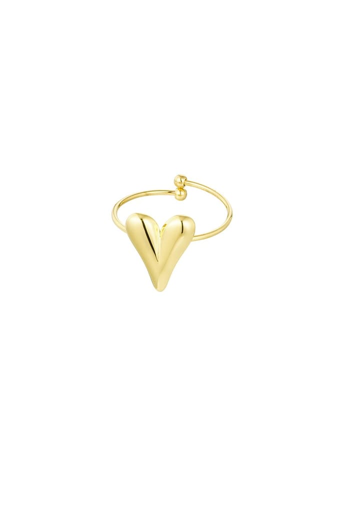 Aesthetic hartjes ring - Goudkleurig - Hart - one size - Ringen dames - Stainless steels - verstelbare ring