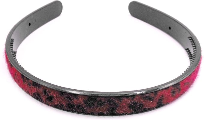 Diadeem zachte stof panterprint rood-zwart