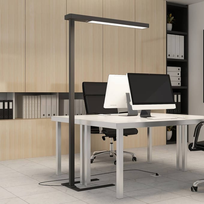 Arcchio LED kantoor vloerlamp Susi, zwart, sensor, touchdimmer