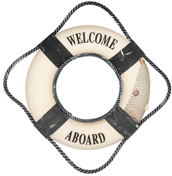 Clayre & Eef Decoratie Ø 31x6 cm Wit Foam