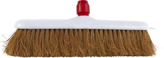 Veger kunststof kokos, blok wit, schroefdop rood 40 cm