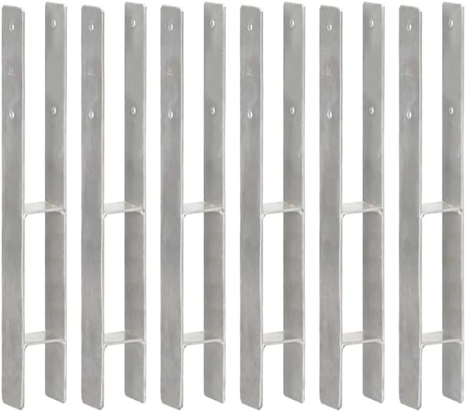 Set van 6 grondankers H-vormig 60 cm verzinkt staal voor tuinconstructies