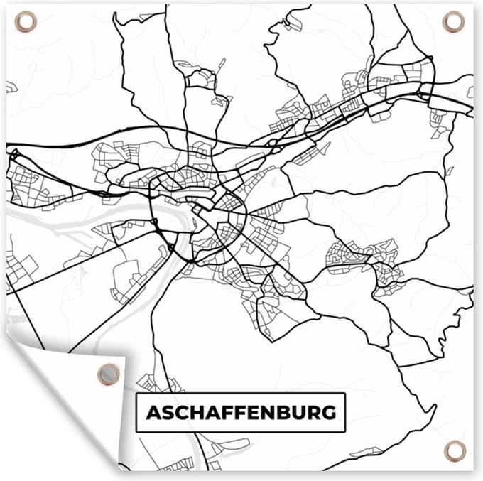 Tuindoek Aschaffenburg - Plattegrond - Kaart - Stadskaart - 100x100 cm