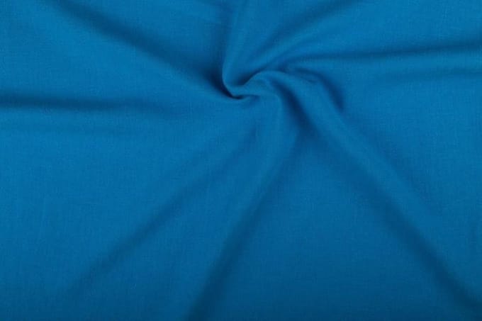 Linnen stof - Waterblauw - Gewassen - 10 meter
